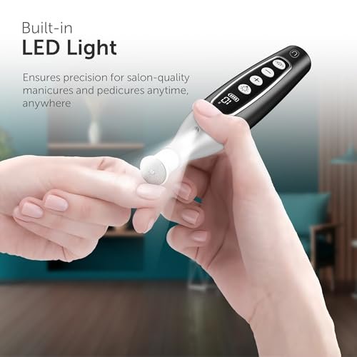 UTILYZE PediLux Pro Professional Manicure Pedicure Kit - Cordless Electric Nail File Drill for Thick Toenails, Callus Removal, 32 Piece Set, Black Avelisse