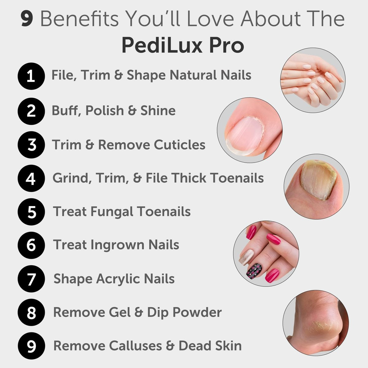 UTILYZE PediLux Pro Professional Manicure Pedicure Kit - Cordless Electric Nail File Drill for Thick Toenails, Callus Removal, 32 Piece Set, Black Avelisse