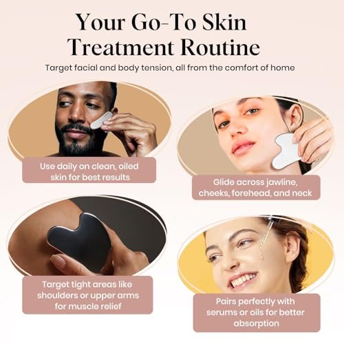 Oeusnael Stainless Steel Gua Sha Facial Tool - Lymphatic Drainage Massager for Face Sculpting & Jawline Shaper, Puffiness Reducing, Neck Body Gua Sha, Skin Care Gift for Women Men with Pouch - görsel 12
