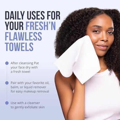 Zev Fresh’n Flawless Face Towels – Disposable Biodegradable Makeup Remover Wipes, 100% Biobased, Ultra Soft, XL, 50 Count Avelisse