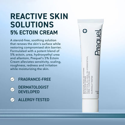Prequel Reactive Skin Solutions Soothing Hydrating Face Moisturizer for Sensitive Skin - Barrier Support Cream with 5% Ectoin, Urea, and Allantoin for Extreme Dryness, Calming and Renewal, 1 oz Avelisse