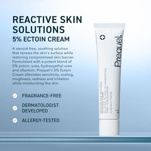 Prequel Reactive Skin Solutions Soothing Hydrating Face Moisturizer for Sensitive Skin - Barrier Support Cream with 5% Ectoin, Urea, and Allantoin for Extreme Dryness, Calming and Renewal, 1 oz Avelisse