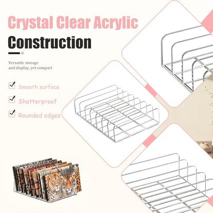 2-Pack Acrylic Makeup Palette Organizer - 7-Slot Clear Eyeshadow Palette Storage for Vanity Drawer & Countertop, Cosmetic Organizer for Brushes, Lipstick, Blush