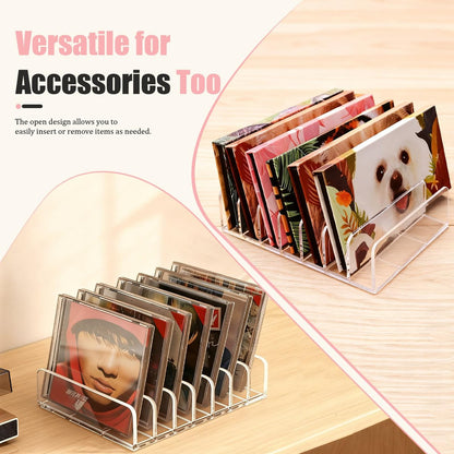 2-Pack Acrylic Makeup Palette Organizer - 7-Slot Clear Eyeshadow Palette Storage for Vanity Drawer & Countertop, Cosmetic Organizer for Brushes, Lipstick, Blush