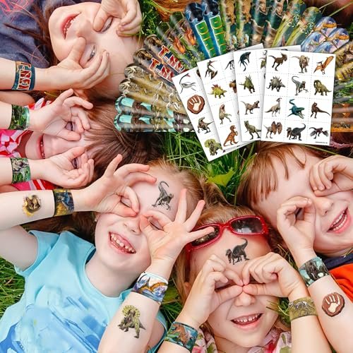 Cherisnowy 72 PCS Dinosaur 3D Party Favors - 48 Temporary Pre-Cut Tattoos & 24 Slap Bracelets for Kids, Birthday Goodie Bag Fillers, Classroom Rewards - görsel 15