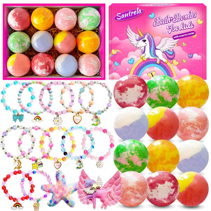 Unicorn Bath Bombs for Kids with Surprise Jewelry Toys Inside - Handmade Fizzies for Girls 4-8, Easter Basket Stuffers & Birthday Gifts Avelisse