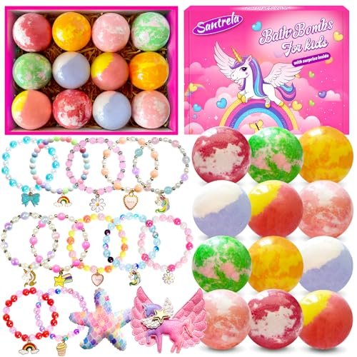 Unicorn Bath Bombs for Kids with Surprise Jewelry Toys Inside - Handmade Fizzies for Girls 4-8, Easter Basket Stuffers & Birthday Gifts Avelisse