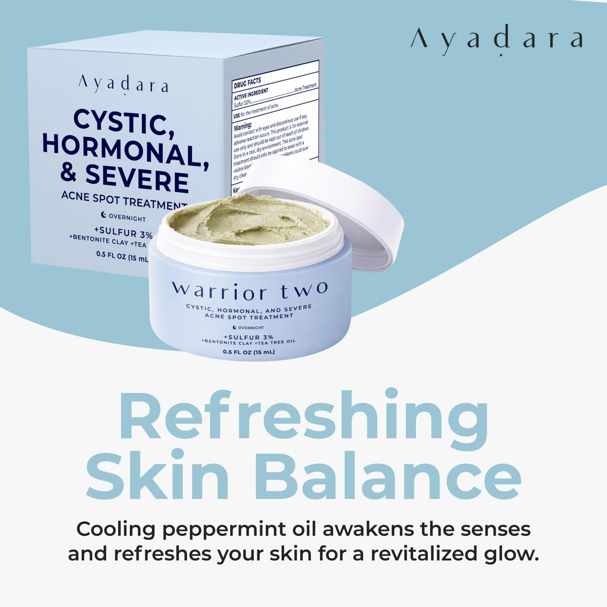 AYADARA Cystic Acne Spot Cream - Overnight Hormonal Acne Treatment for Face & Body with Sulfur, 120 Uses - görsel 6