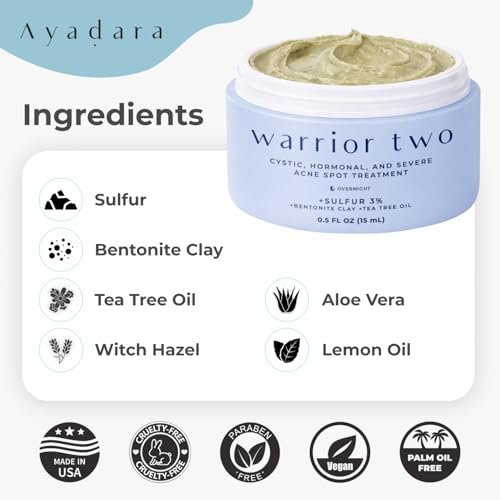 AYADARA Cystic Acne Spot Cream - Overnight Hormonal Acne Treatment for Face & Body with Sulfur, 120 Uses - görsel 9