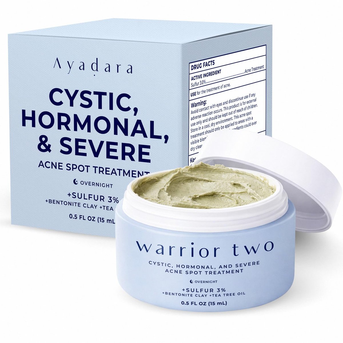 AYADARA Cystic Acne Spot Cream - Overnight Hormonal Acne Treatment for Face & Body with Sulfur, 120 Uses - görsel 2
