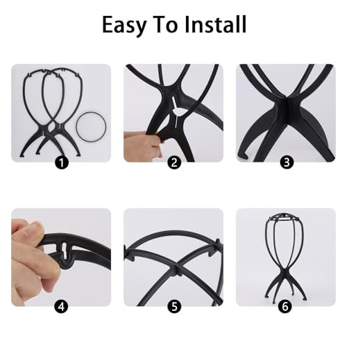 Tecbeauty 9 Pcs Wig Stand, Portable Wig Holder Wig Head Stand for Women Multiple Wigs (Black) - görsel 8