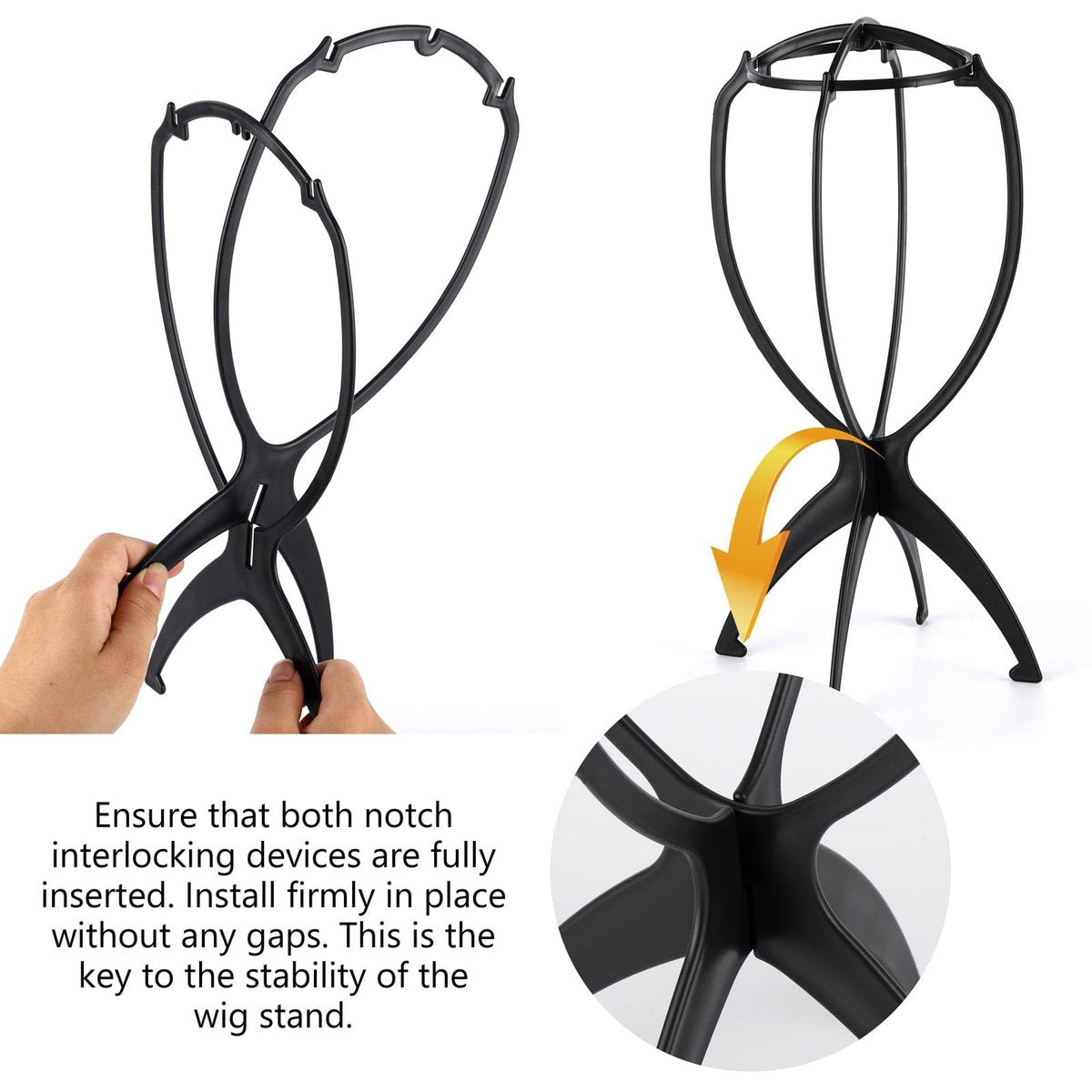 Tecbeauty 9 Pcs Wig Stand, Portable Wig Holder Wig Head Stand for Women Multiple Wigs (Black) - görsel 9