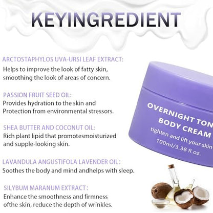 Get Cream Overnight Toning Whip - Body Firming Whip with Anti-Wrinkle Skin Tightening Gel for All Skin Types