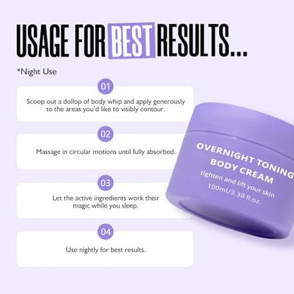 Sea-Maid Overnight Toning Body Firming Cream - Anti-Wrinkle Moisturizing Whip for Smooth & Tight Skin, Reduces Fine Lines & Wrinkles, All Skin Types (3.38 Fl Oz)