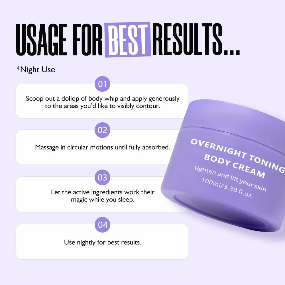 Get Cream Overnight Toning Whip - Body Firming Whip with Anti-Wrinkle Skin Tightening Gel for All Skin Types - görsel 13