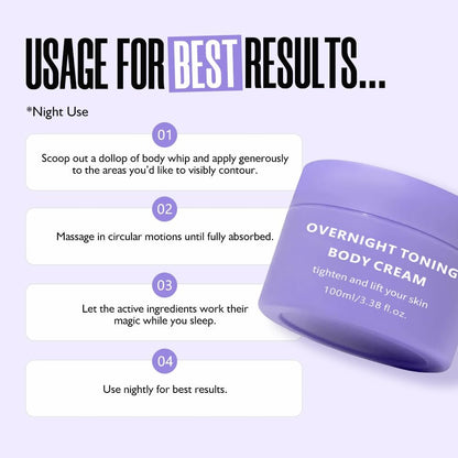 Get Cream Overnight Toning Whip - Body Firming Whip with Anti-Wrinkle Skin Tightening Gel for All Skin Types