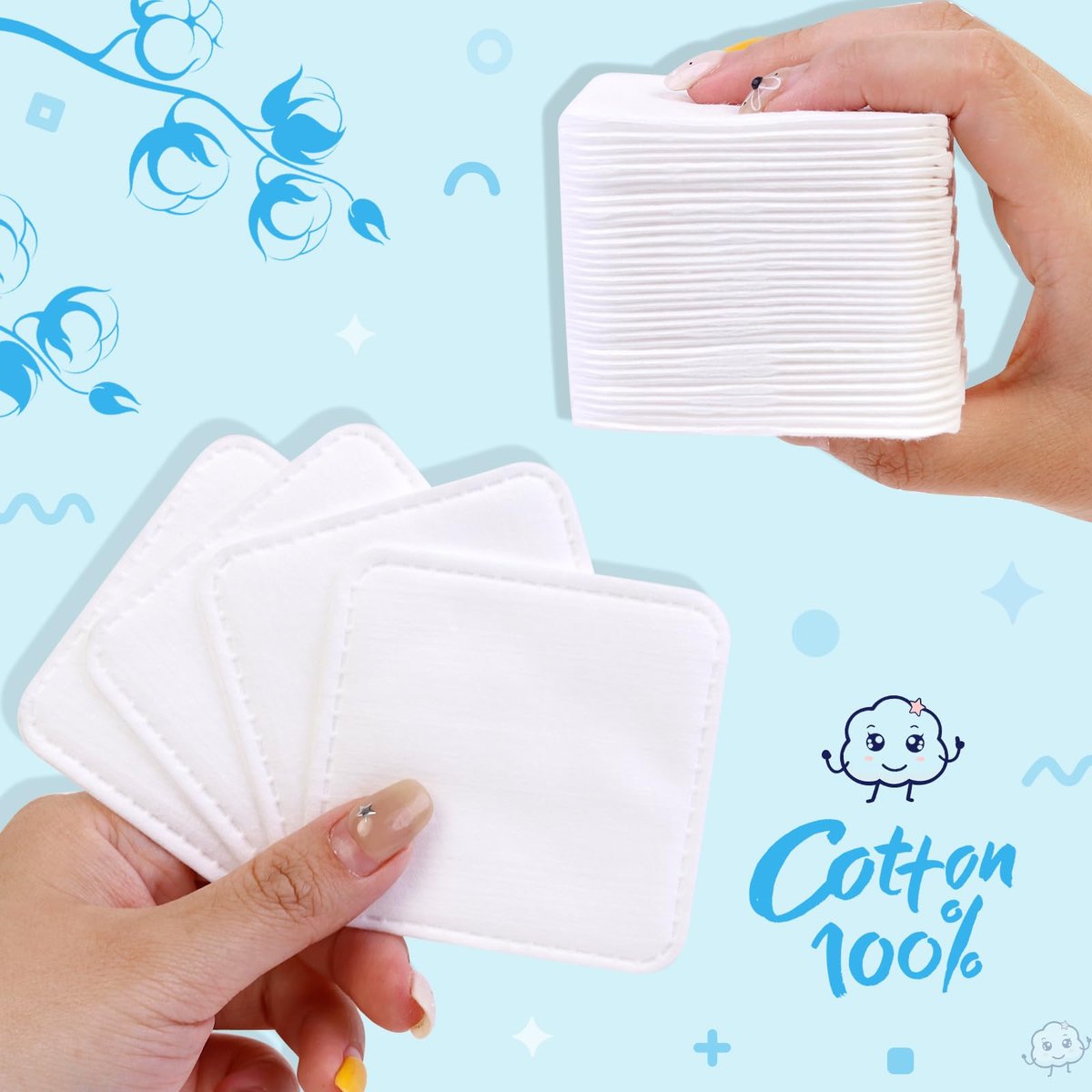 Cottonessence Eye Cotton Pads (160-Count) – 100% Pure Cotton, Lint-Free, Soft-Edged Design, Extra Large for Toner, Makeup Removal, Spot Cleansing & Nail Polish Removal - görsel 11
