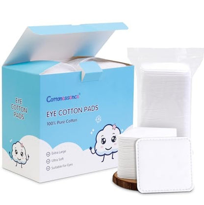 Cottonessence Eye Cotton Pads (160-Count) – 100% Pure Cotton, Lint-Free, Soft-Edged Design, Extra Large for Toner, Makeup Removal, Spot Cleansing & Nail Polish Removal
