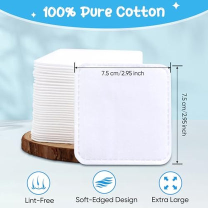 Cottonessence Eye Cotton Pads (160-Count) – 100% Pure Cotton, Lint-Free, Soft-Edged Design, Extra Large for Toner, Makeup Removal, Spot Cleansing & Nail Polish Removal