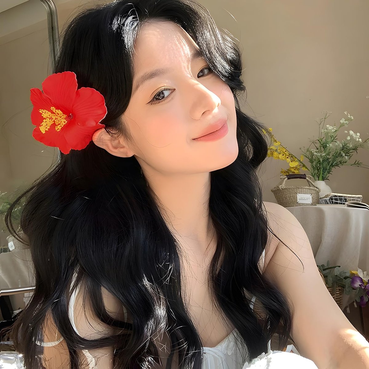 9PCS Different-Colored Flower Hair Clips for Girls and Women, 4" Hibiscus Hawaiian Hair Clips for Summer Vacation, Beach Party Accessories - görsel 7
