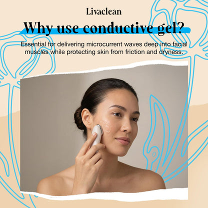 LivaClean 2-Pack Conductive Gel for Microcurrent & RF Facial Devices | 8oz + 3oz with Aloe Vera, Hyaluronic Acid, Blue Tansy & Jojoba Oil | Hydrating Face Moisturizer for All Skin Types Avelisse