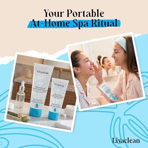 LivaClean 2-Pack Conductive Gel for Microcurrent & RF Facial Devices | 8oz + 3oz with Aloe Vera, Hyaluronic Acid, Blue Tansy & Jojoba Oil | Hydrating Face Moisturizer for All Skin Types Avelisse