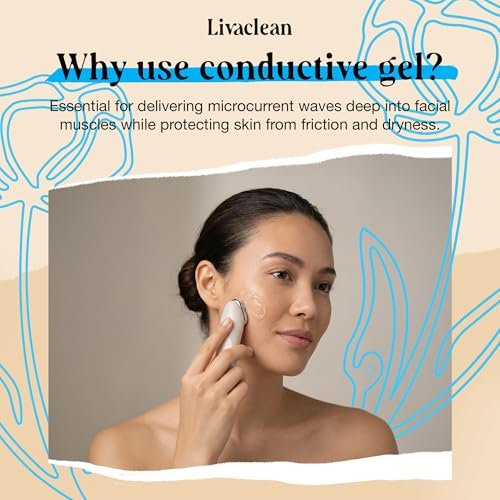 LivaClean 2-Pack Conductive Gel for Microcurrent & RF Facial Devices | 8oz + 3oz with Aloe Vera, Hyaluronic Acid, Blue Tansy & Jojoba Oil | Hydrating Face Moisturizer for All Skin Types Avelisse