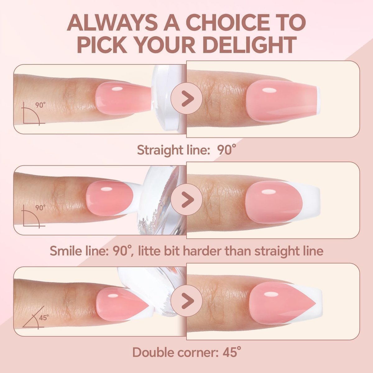 Una Gella French Tip Tool Stamp Kit - Two Sizes French Nails Manicure Stamper for Almond, Square, Coffin Nails & Toes - Easy DIY Nail Art at Home - görsel 9