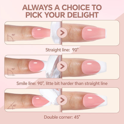 Una Gella French Tip Tool Stamp Kit - Two Sizes French Nails Manicure Stamper for Almond, Square, Coffin Nails & Toes - Easy DIY Nail Art at Home