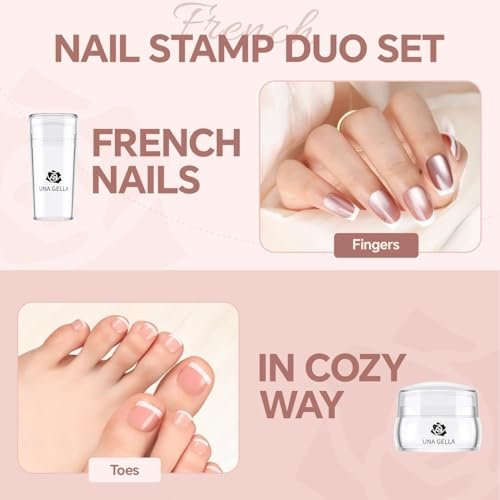 Una Gella French Tip Tool Stamp Kit - Two Sizes French Nails Manicure Stamper for Almond, Square, Coffin Nails & Toes - Easy DIY Nail Art at Home - görsel 8