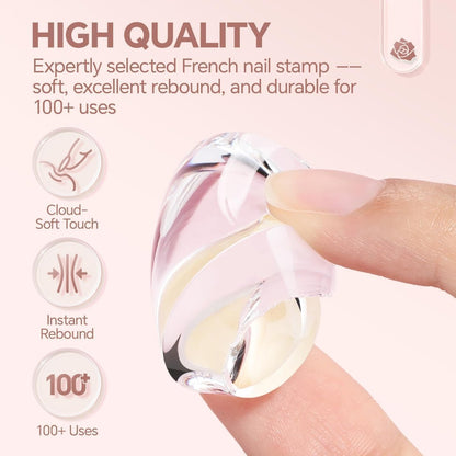 Una Gella French Tip Tool Stamp Kit - Two Sizes French Nails Manicure Stamper for Almond, Square, Coffin Nails & Toes - Easy DIY Nail Art at Home