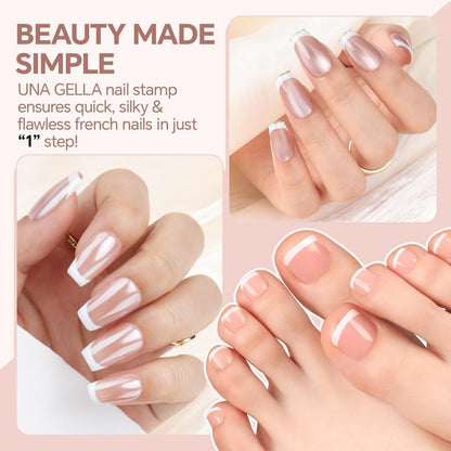 Una Gella French Tip Tool Stamp Kit - Two Sizes French Nails Manicure Stamper for Almond, Square, Coffin Nails & Toes - Easy DIY Nail Art at Home