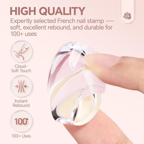 Una Gella French Tip Tool Stamp Kit - Two Sizes French Nails Manicure Stamper for Almond, Square, Coffin Nails & Toes - Easy DIY Nail Art at Home - görsel 12