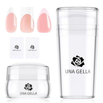 Una Gella French Tip Tool Stamp Kit - Two Sizes French Nails Manicure Stamper for Almond, Square, Coffin Nails & Toes - Easy DIY Nail Art at Home