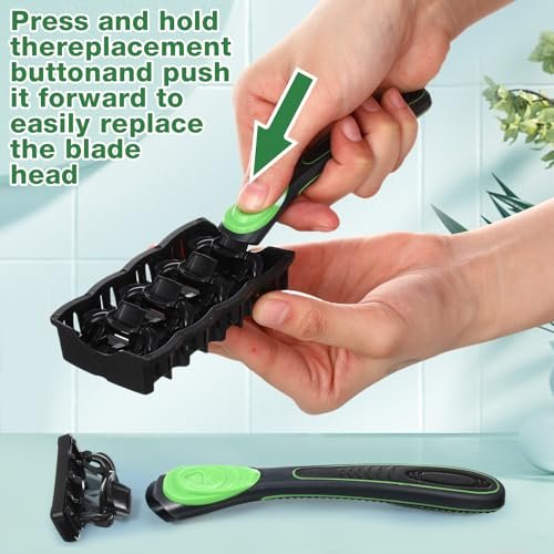 Leriton 34-Piece Shaving Kit for Men – Disposable Razors Set with Refillable 7-Blade Razors, Travel Shave Set for Sensitive Skin, 2 Handles + 32 Blade Refills Avelisse