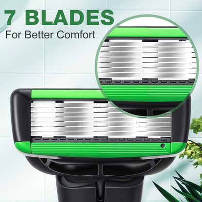 Leriton 34-Piece Shaving Kit for Men – Disposable Razors Set with Refillable 7-Blade Razors, Travel Shave Set for Sensitive Skin, 2 Handles + 32 Blade Refills Avelisse