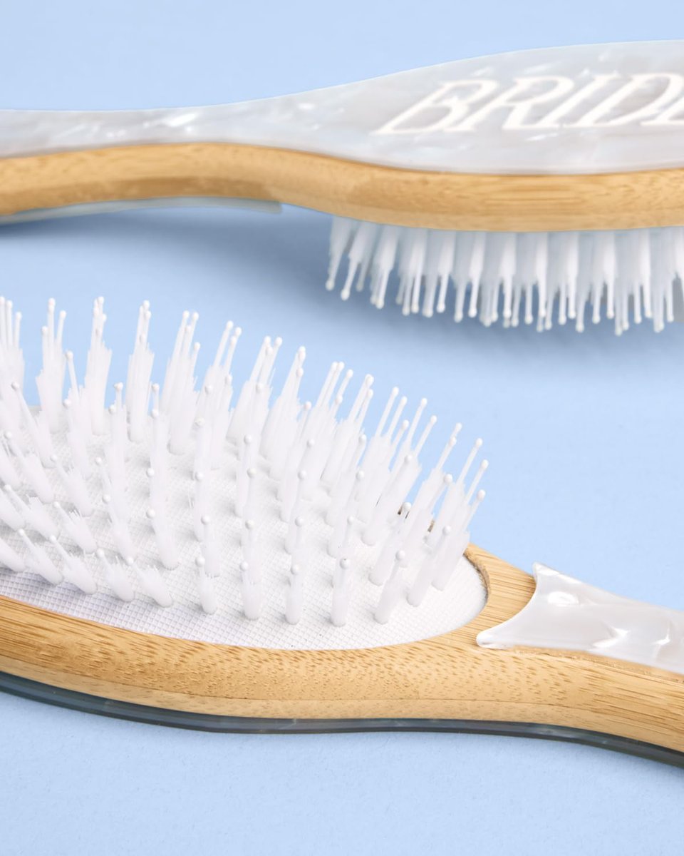 xo, Fetti Bride Hair Brush - Bamboo & Pearlescent Acrylic Wedding Hairbrush for Bachelorette, Bridal Shower, Engagement & Wedding Day Avelisse