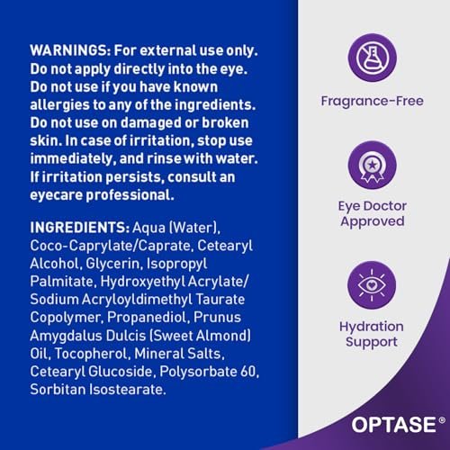 Optase LIFE Sensitive Eye Daily Renewal Cream - Hydrating Eye Cream for Dry & Sensitive Eyes, Smooths Fine Lines, Preservative-Free, Dermatologist Approved - 0.5 Fl Oz - görsel 5