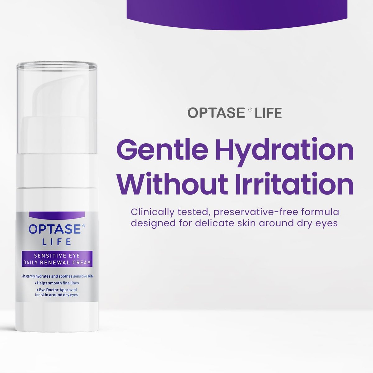 Optase LIFE Sensitive Eye Daily Renewal Cream - Hydrating Eye Cream for Dry & Sensitive Eyes, Smooths Fine Lines, Preservative-Free, Dermatologist Approved - 0.5 Fl Oz - görsel 4