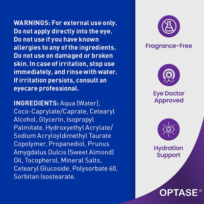 Optase LIFE Sensitive Eye Daily Renewal Cream - Hydrating Eye Cream for Dry & Sensitive Eyes, Smooths Fine Lines, Preservative-Free, Dermatologist Approved - 0.5 Fl Oz