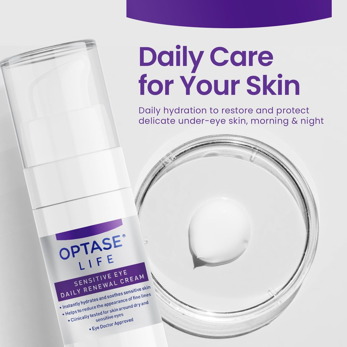 Optase LIFE Sensitive Eye Daily Renewal Cream - Hydrating Eye Cream for Dry & Sensitive Eyes, Smooths Fine Lines, Preservative-Free, Dermatologist Approved - 0.5 Fl Oz - görsel 12