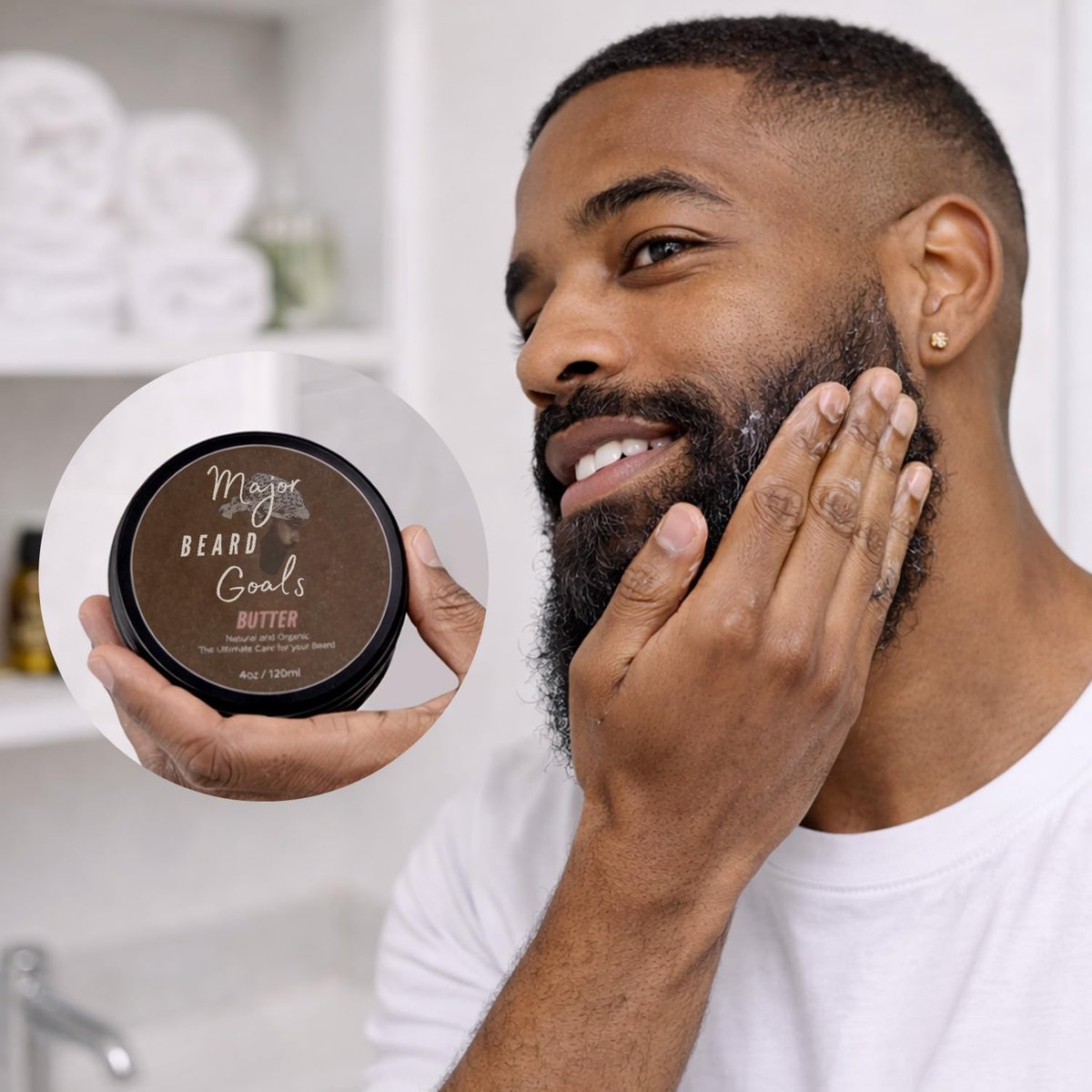 Major Beard Goals Beard Butter for Men - Leave-In Softener for Mustache & Beard Care, Cream Hydrates, Reduces Itchiness - Jamaican Black Castor Oil, Biotin, Collagen, & Shea Butter - 4oz Avelisse