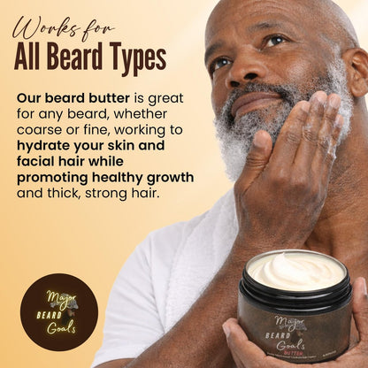 Major Beard Goals Beard Butter for Men - Leave-In Softener for Mustache & Beard Care, Cream Hydrates, Reduces Itchiness - Jamaican Black Castor Oil, Biotin, Collagen, & Shea Butter - 4oz Avelisse