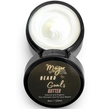 Major Beard Goals Beard Butter for Men - Leave-In Softener for Mustache & Beard Care, Cream Hydrates, Reduces Itchiness - Jamaican Black Castor Oil, Biotin, Collagen, & Shea Butter - 4oz Avelisse