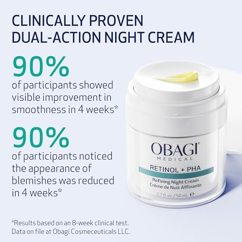 Obagi Medical Retinol + PHA Refining Night Cream – Dual-Action Anti-Aging Face Cream for Smoother, Renewed Skin & Even Complexion, 1.7 Oz Avelisse
