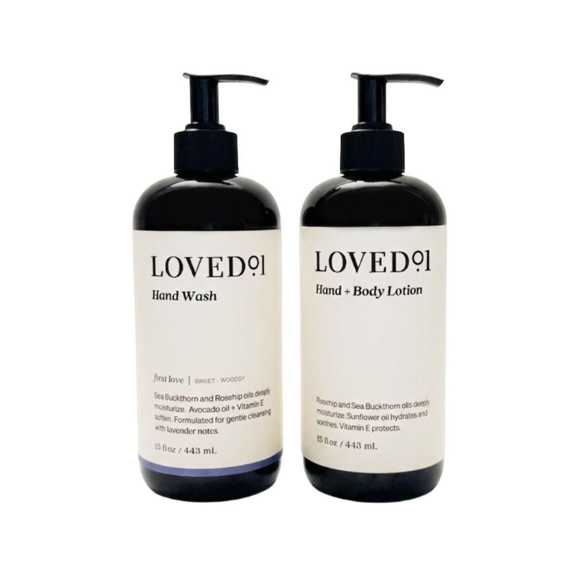 Loved01 Hand Soap and Lotion Set - Lavender Hand Wash & Unscented Body Lotion, Oprah's Favorite Things, 15 oz Each Avelisse