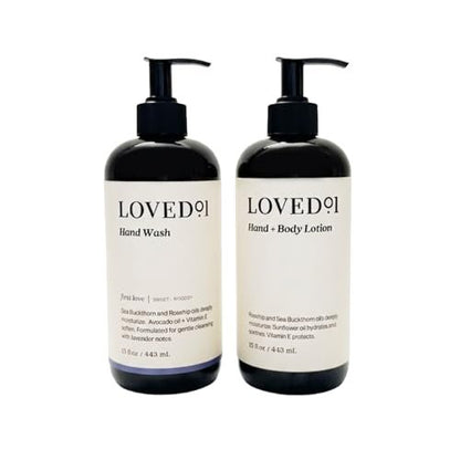 Loved01 Hand Soap and Lotion Set - Lavender Hand Wash & Unscented Body Lotion, Oprah's Favorite Things, 15 oz Each Avelisse