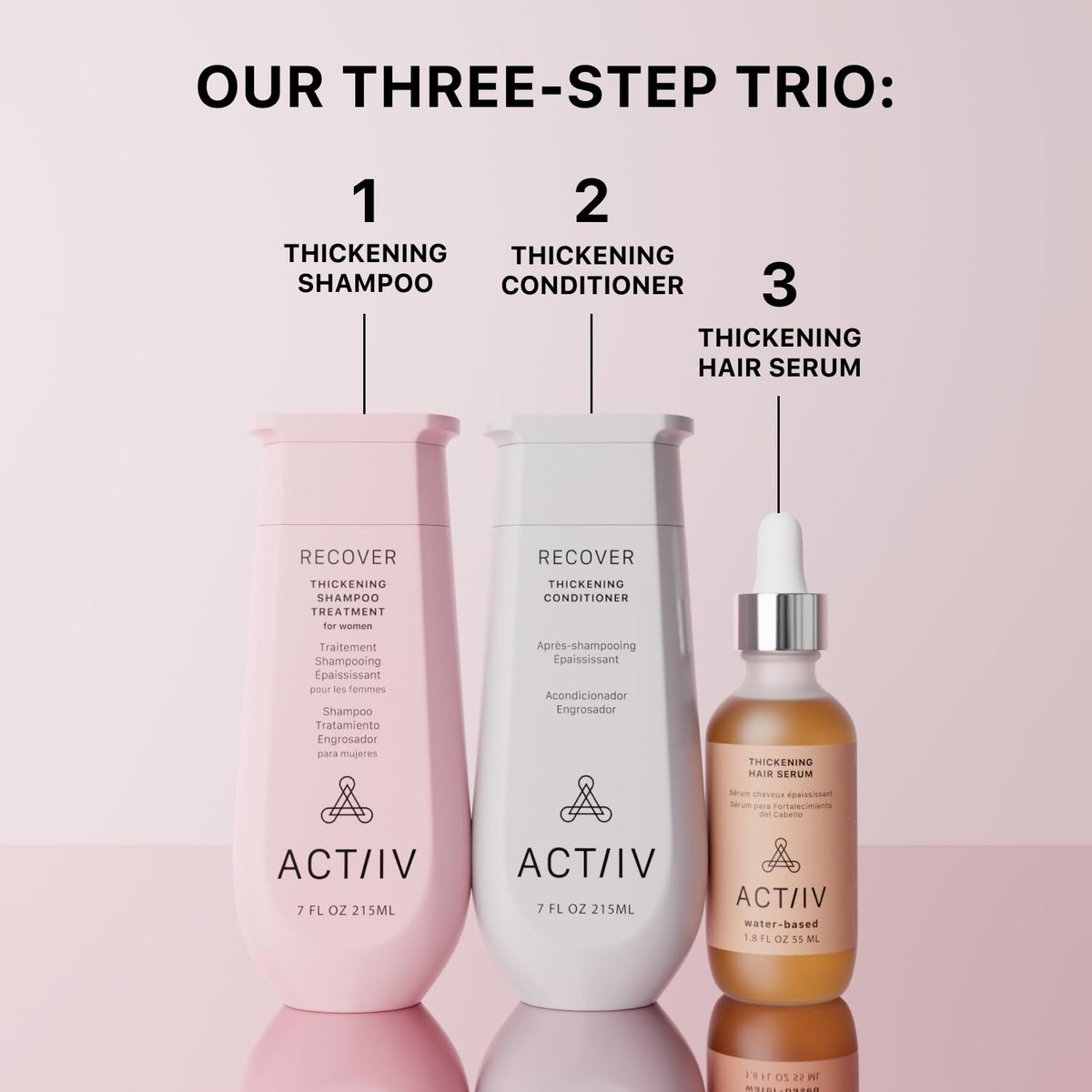 ACTIIV Ultimate Power Trio For Women – Shampoo, Conditioner & Serum for Fuller-Looking Hair, Scalp Soothing, Color-Safe, Vegan Avelisse