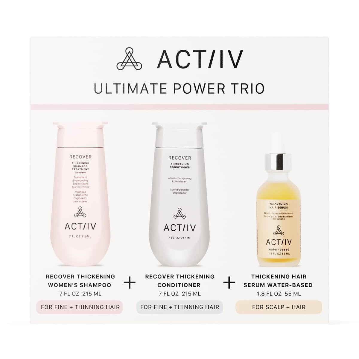ACTIIV Ultimate Power Trio For Women – Shampoo, Conditioner & Serum for Fuller-Looking Hair, Scalp Soothing, Color-Safe, Vegan Avelisse