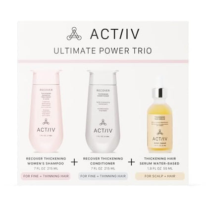 ACTIIV Ultimate Power Trio For Women – Shampoo, Conditioner & Serum for Fuller-Looking Hair, Scalp Soothing, Color-Safe, Vegan Avelisse